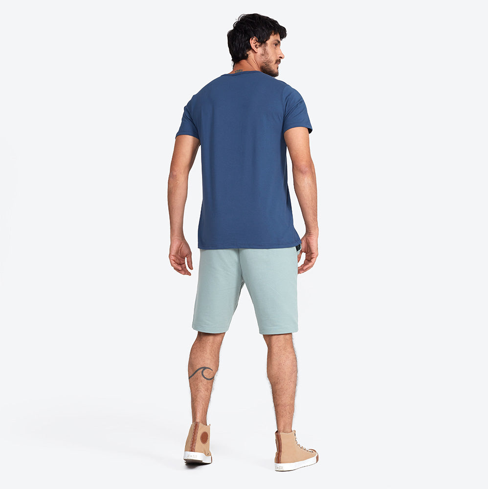 Camiseta Básica Gola V Masculina - Azul Indigo