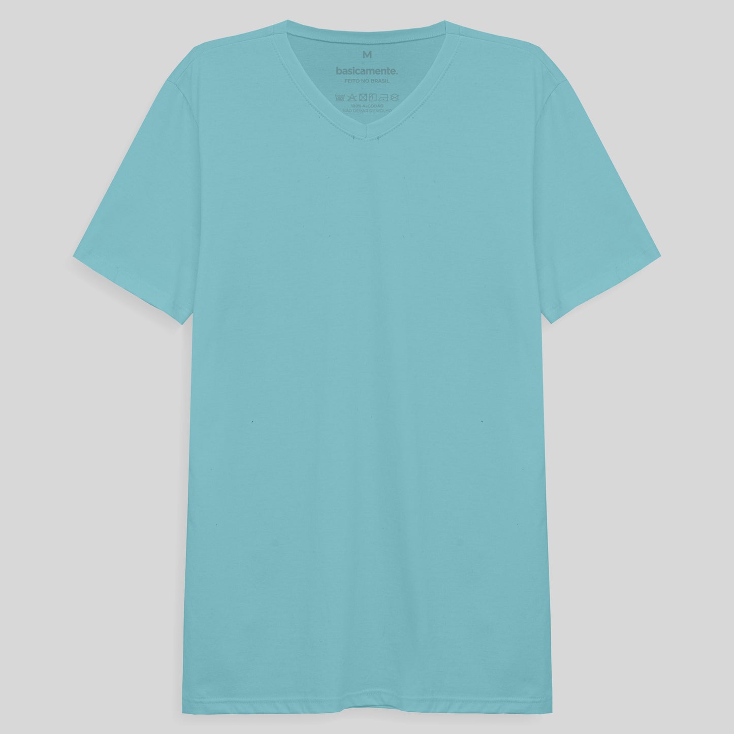 Camiseta Básica Gola V Masculina - Azul Claro