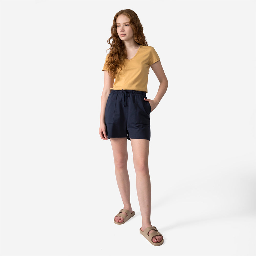 Camiseta Slim Gola V Feminina - Amarelo Mel