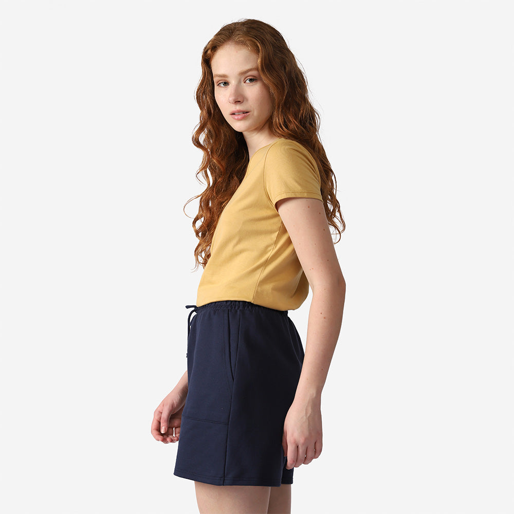 Camiseta Slim Gola V Feminina - Amarelo Mel