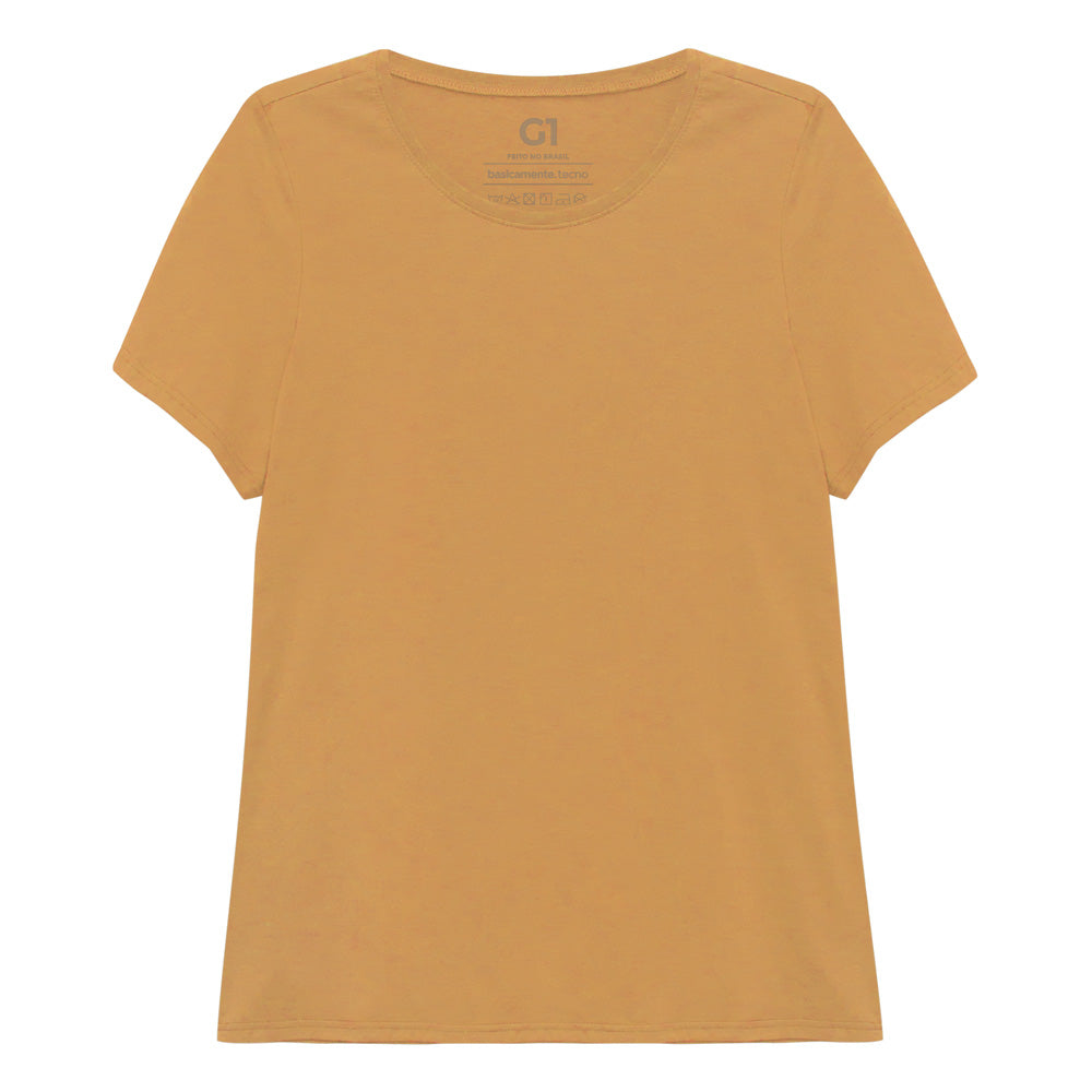 Camiseta Babylook Algodão Premium Plus Feminina - Amarelo Mostarda