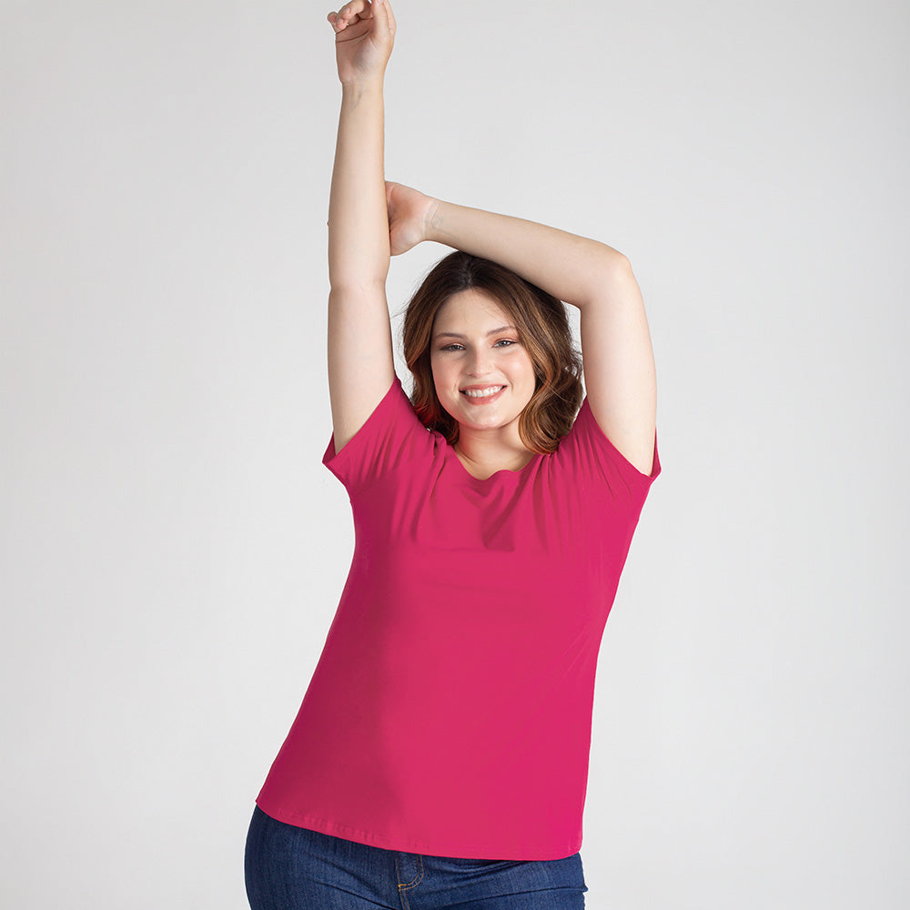 Camiseta Babylook Algodão Premium Plus Feminina - Pink