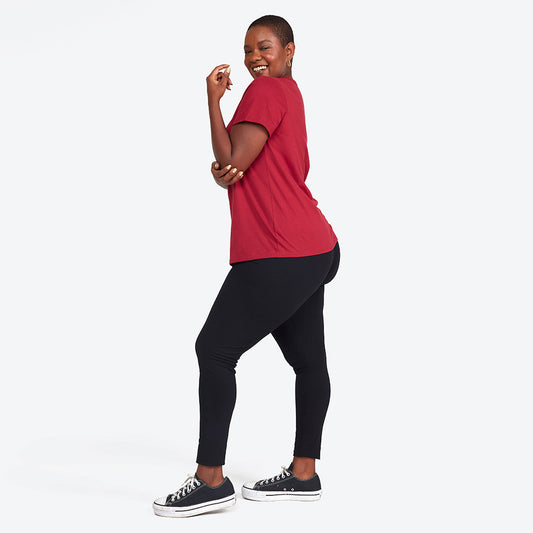 Camiseta Cotton Slim Gola C Plus Feminino - Marsala