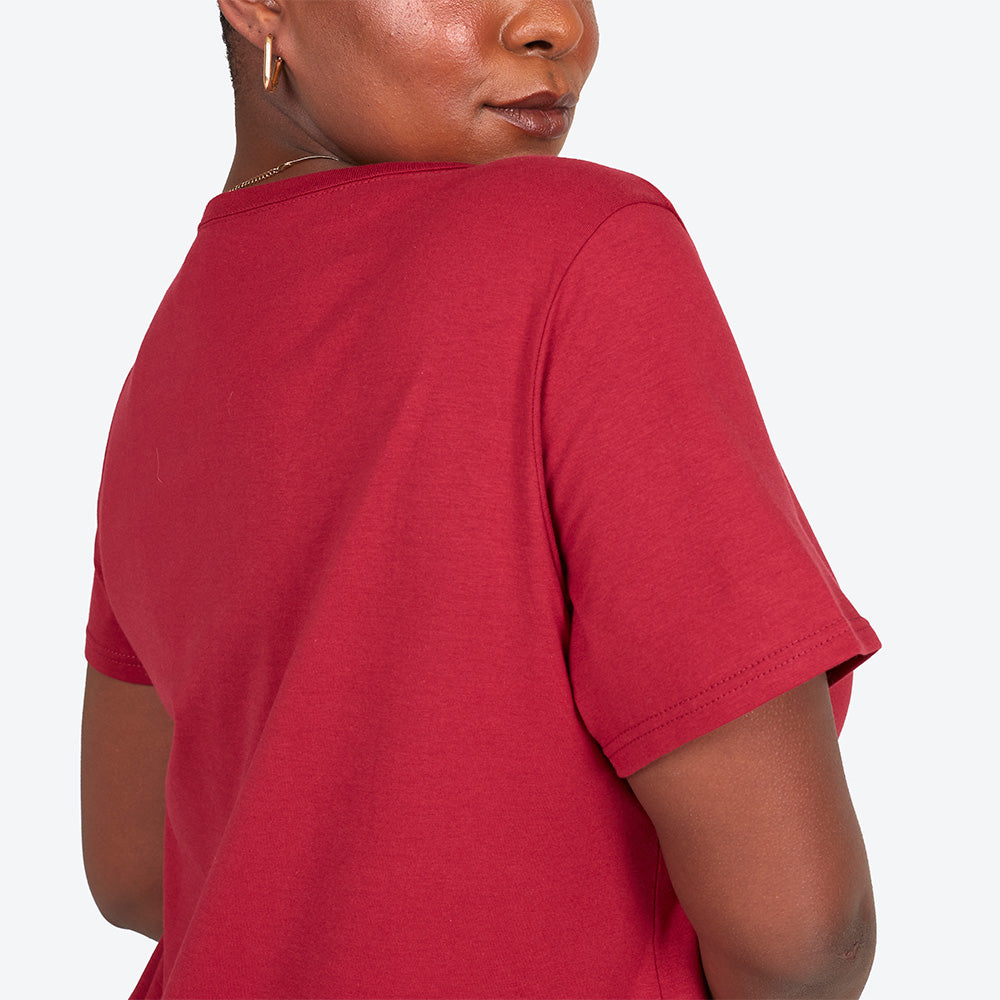 Camiseta Cotton Slim Gola C Plus Feminino - Marsala