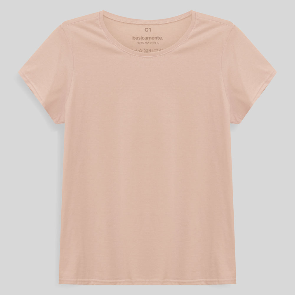 Camiseta Babylook Algodão Premium Plus Feminina - Rosa Pastel
