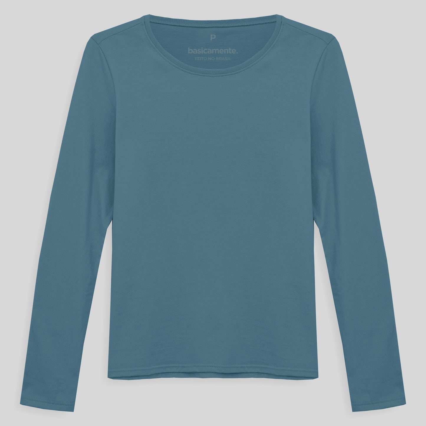 Camiseta Slim Manga Longa Feminina - Azul Celeste