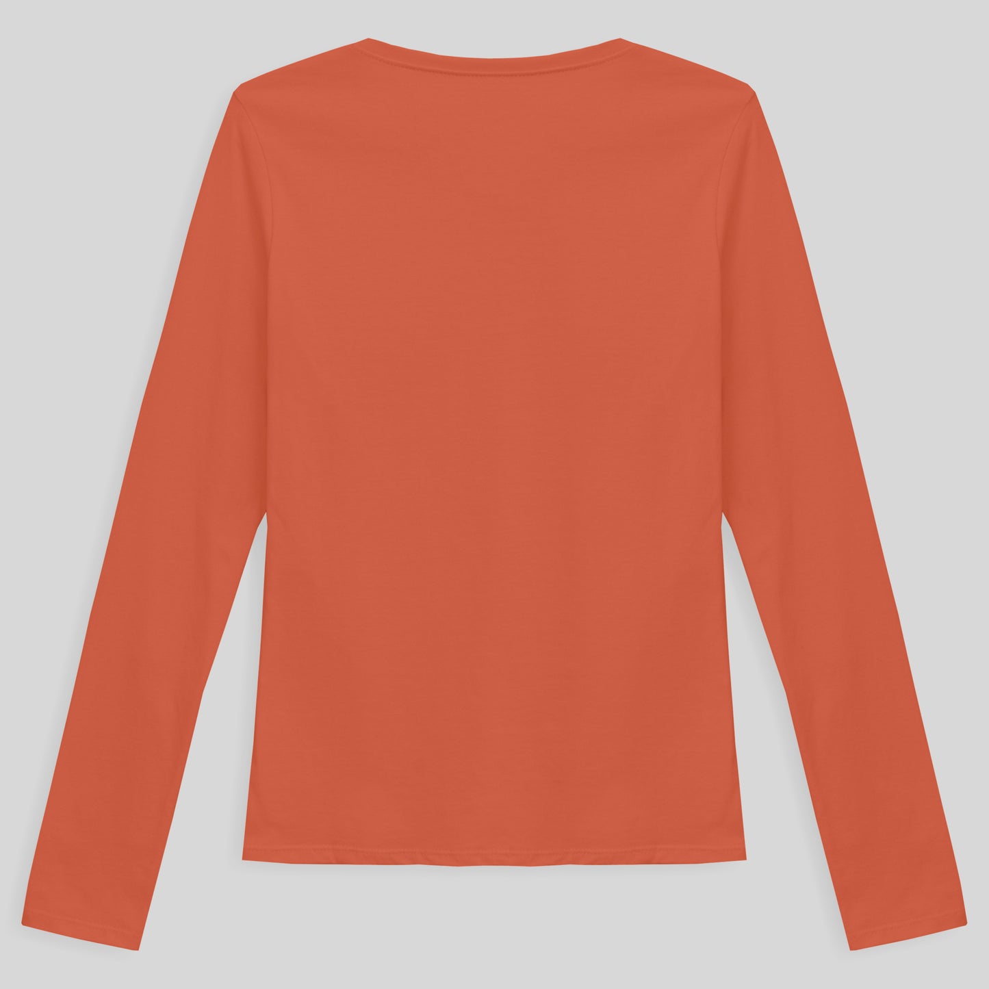 Camiseta Babylook Algodão Premium Manga Longa Gola V Feminina - Laranja Coral