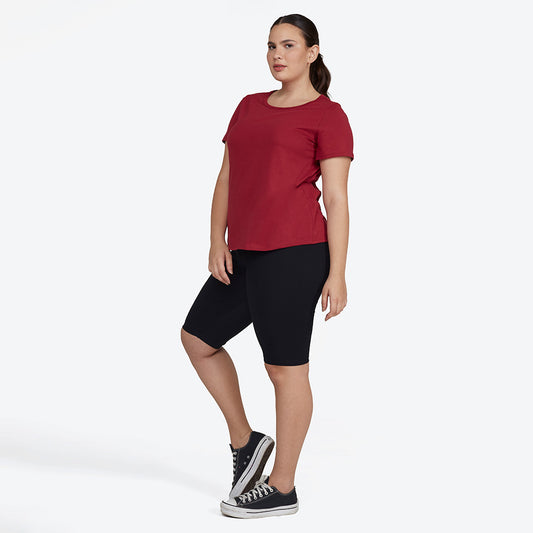 Camiseta Básica Plus Feminina - Marsala