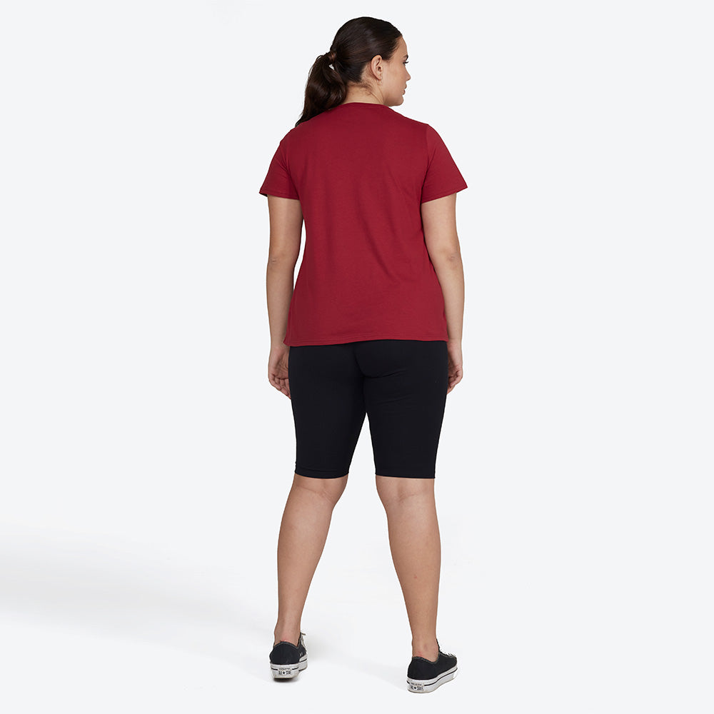 Camiseta Básica Plus Feminina - Marsala