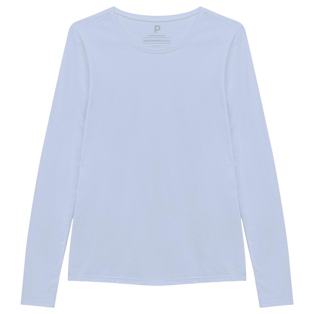 Camiseta Básica Manga Longa Feminina - Azul Capri