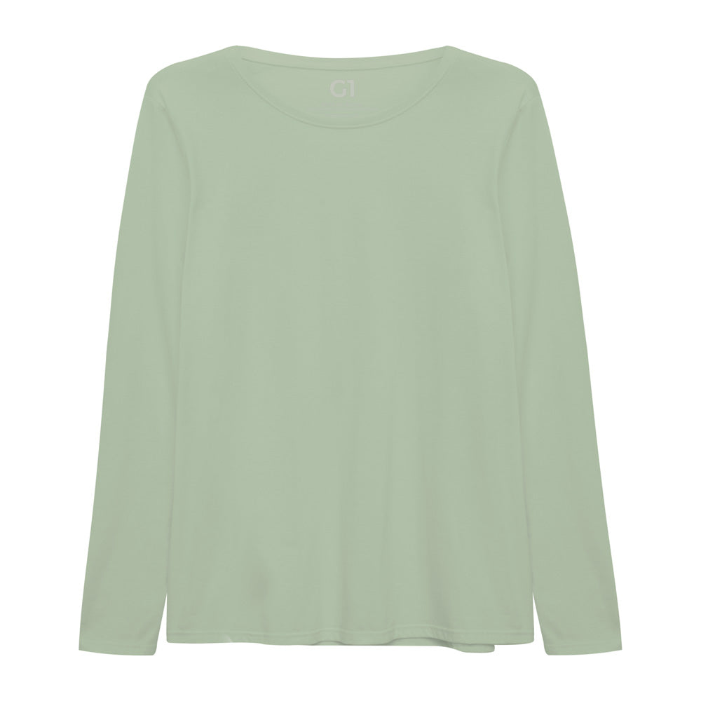 Camiseta Básica Manga Longa Plus Feminina - Verde Oliva