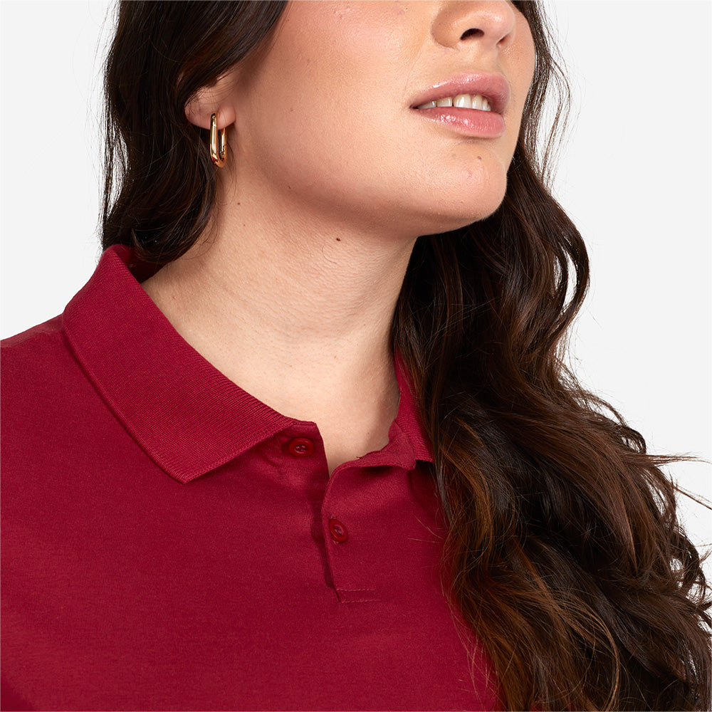 Camisa Polo Algodão Premium Plus Feminino - Marsala