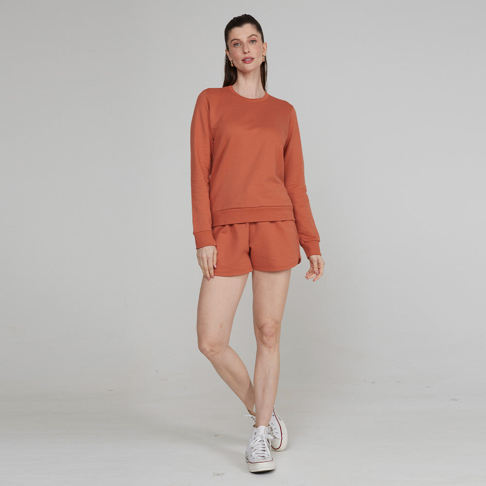 Blusão Moletom Flanelado Feminino - Ferrugem