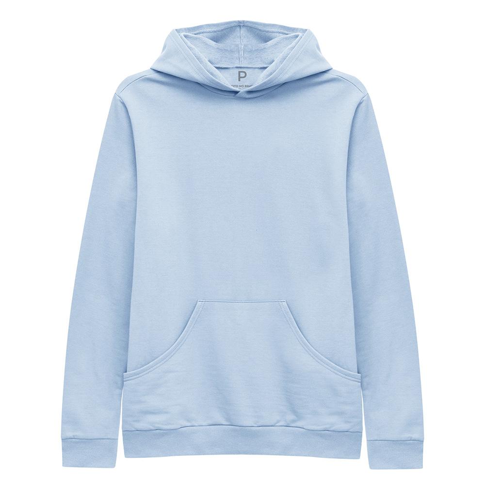 Blusão Moletom Flanelado Capuz Feminino - Azul Capri