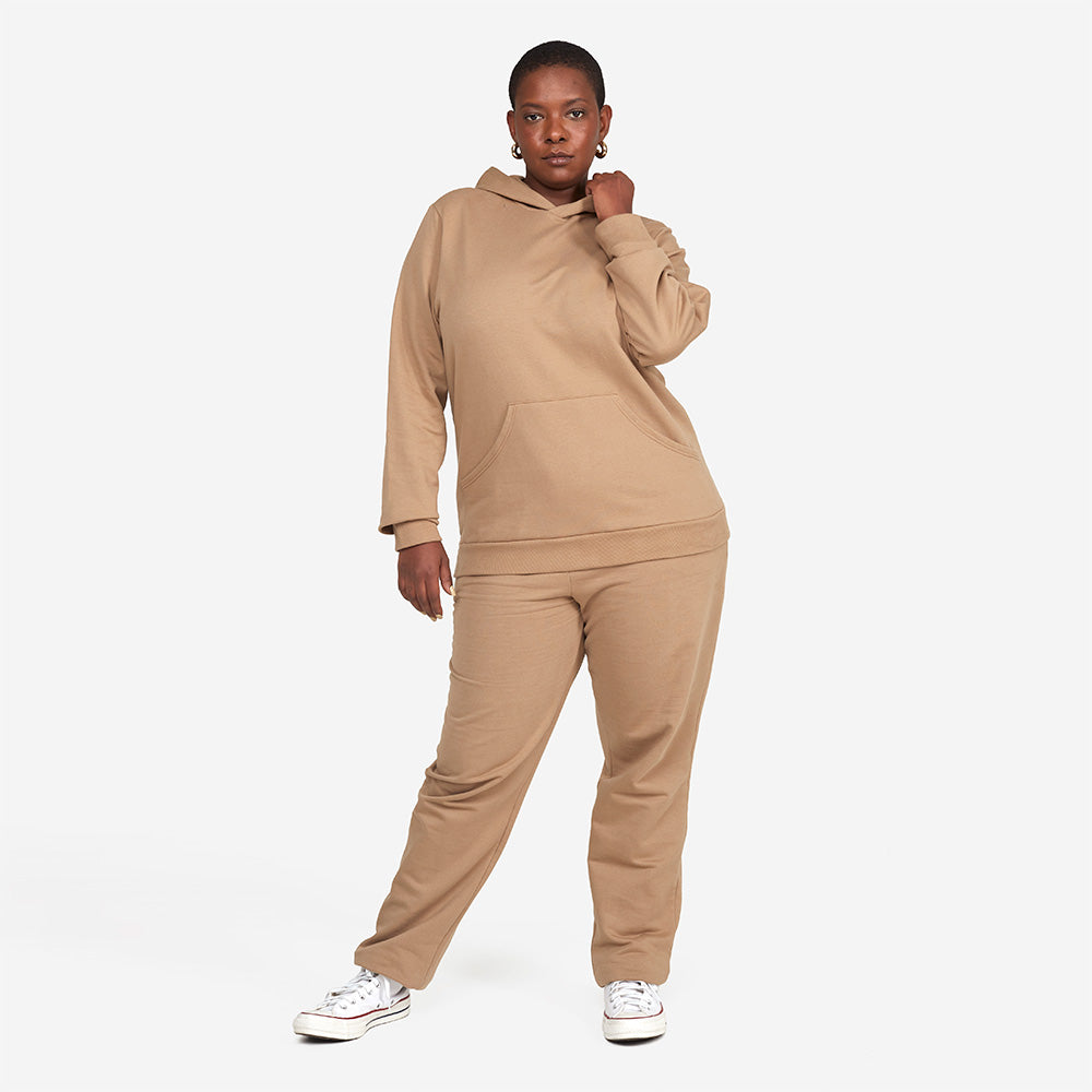 Blusão Moletom Flanelado Capuz Plus Feminino - Bege Pastel