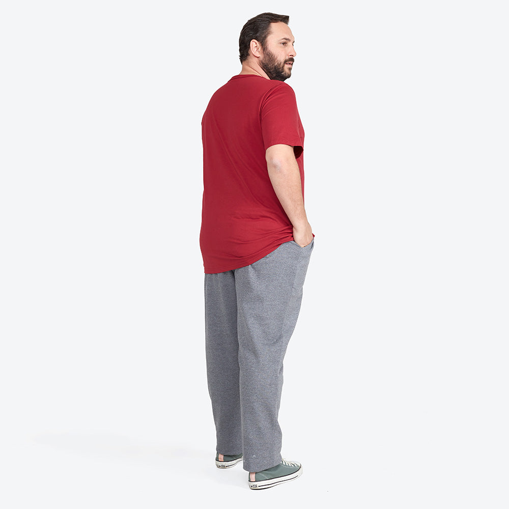 Camiseta Básica Gola V Plus Masculina - Marsala