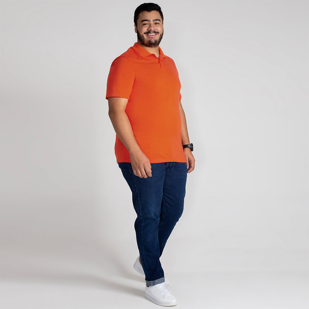 Camisa Polo Plus Masculina - Tangerina