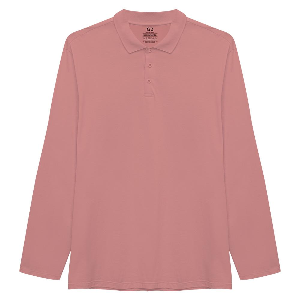 Camisa Polo Ml Plus Masculina - Rose