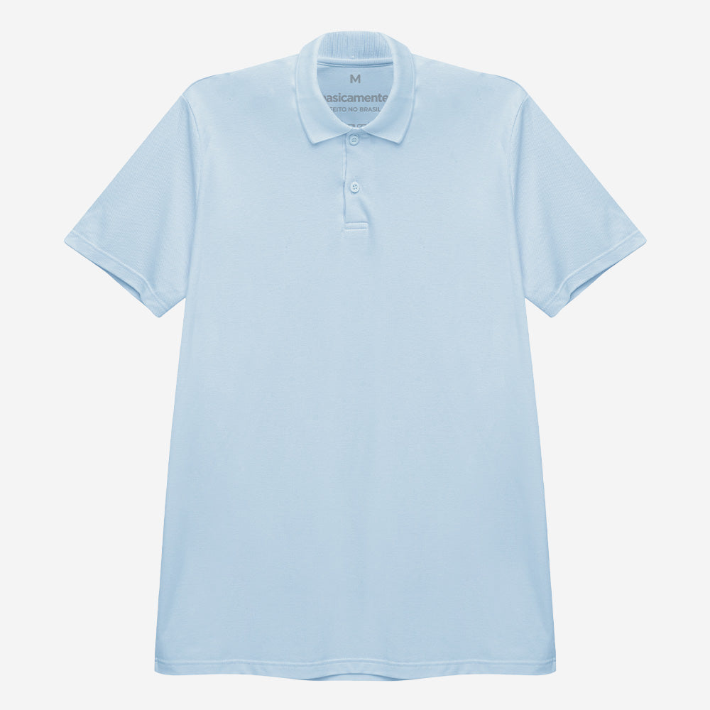 Camisa Polo Piquet Masculina - Azul Ceu