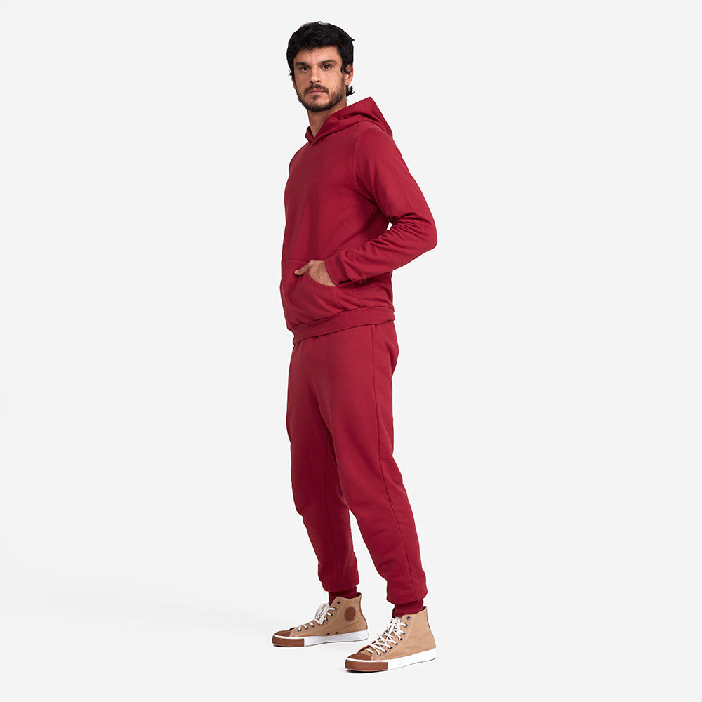 Blusão Moletom Flanelado Capuz Masculino - Marsala
