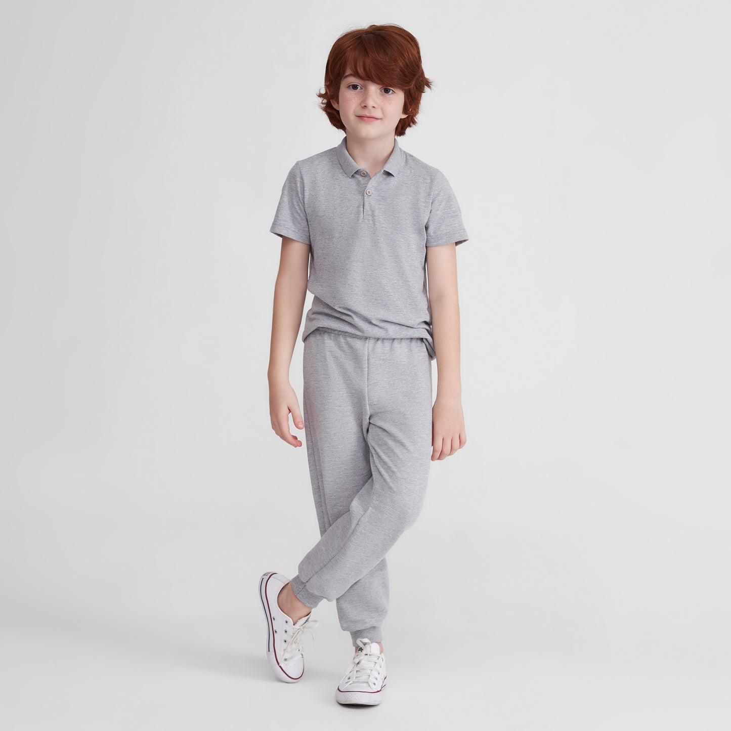 Camisa Polo Infantil Menino - Mescla Claro