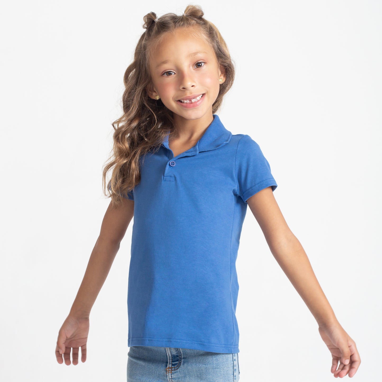 Camisa Polo Infantil Menina - Azul Oceano