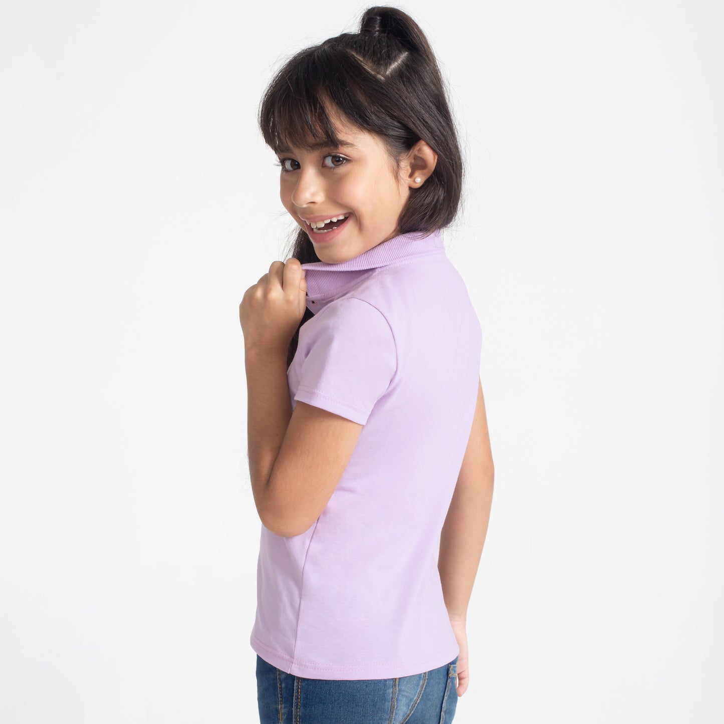 Camisa Polo Infantil Menina - Lilás Lavanda