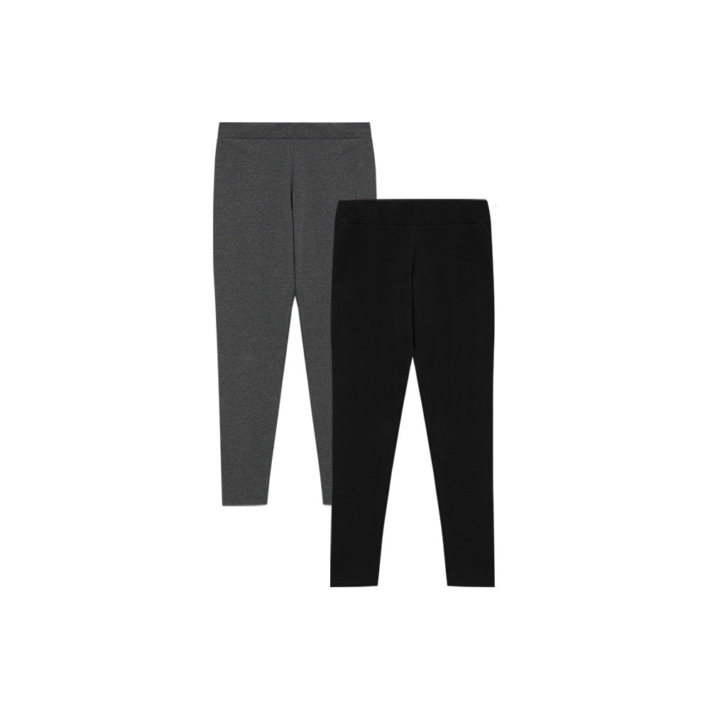 Kit 2 Calças Legging Super Feminina - Preto Mescla Escuro Escuro