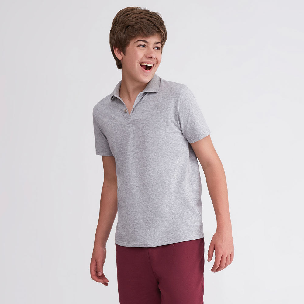 Camisa Polo Teen Masculina - Mescla Claro