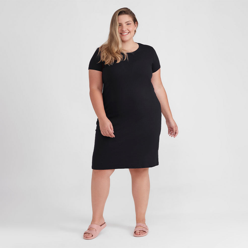 Vestido Confort Plus Size Feminina - Preto