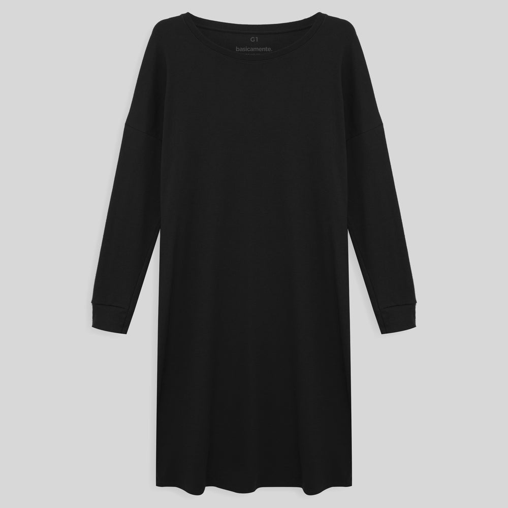 Vestido Ml Confort PLus Feminina - Preto