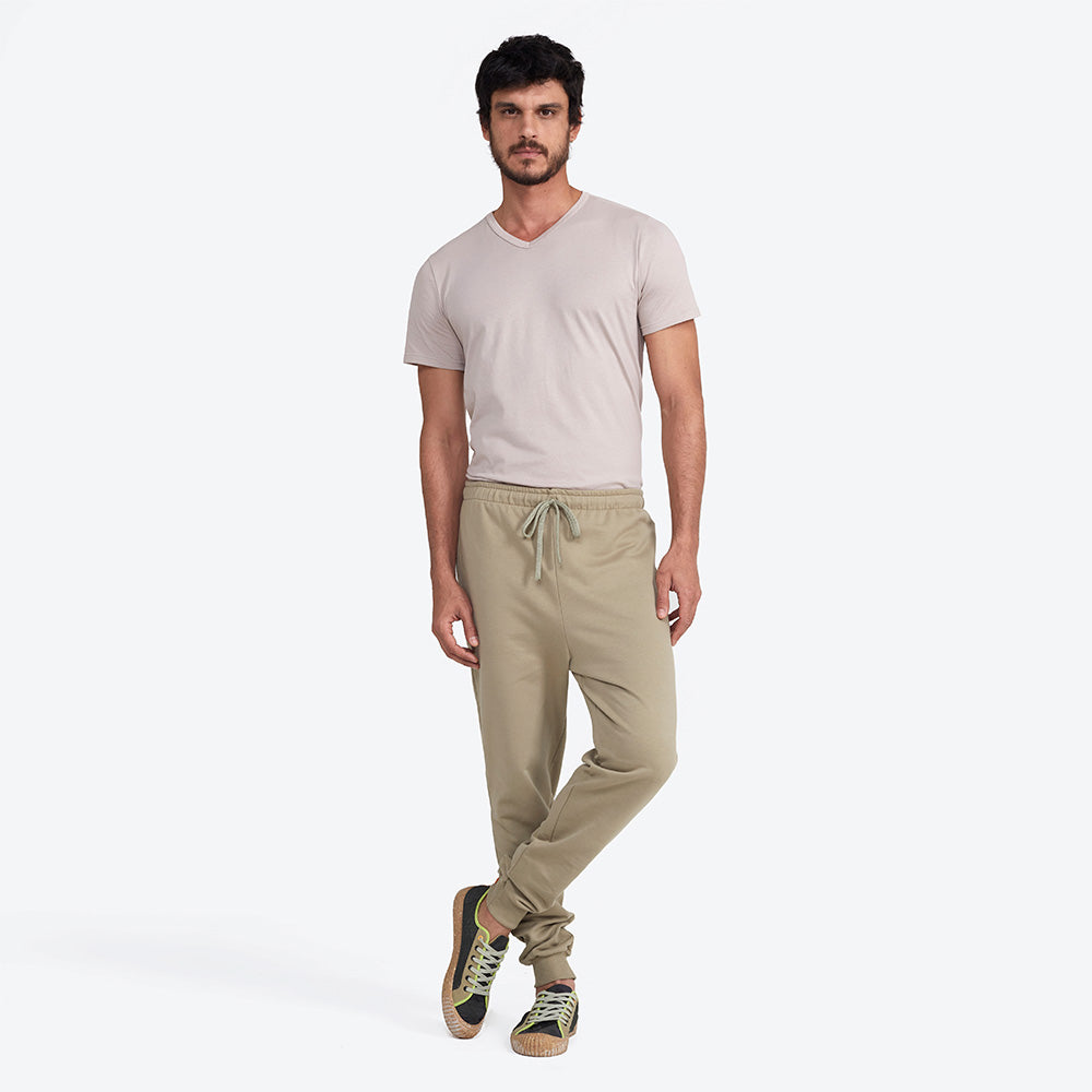 Calça Jogger Moletom Flanelado Masculina - Verde Salvia