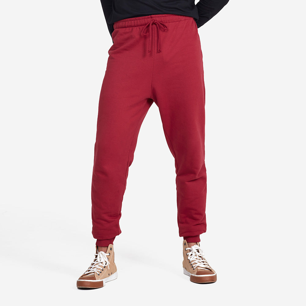 Calça Jogger Moletom Flanelado Masculina - Marsala