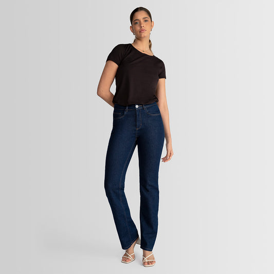 Calça Jeans Reta Feminina - Stone Escuro