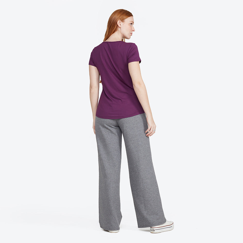 Camiseta Viscose Stretch Feminina Gola V Feminina - Berinjela