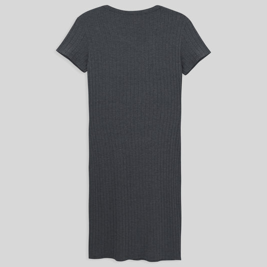 Vestido Curto Canelado - Mescla Escuro