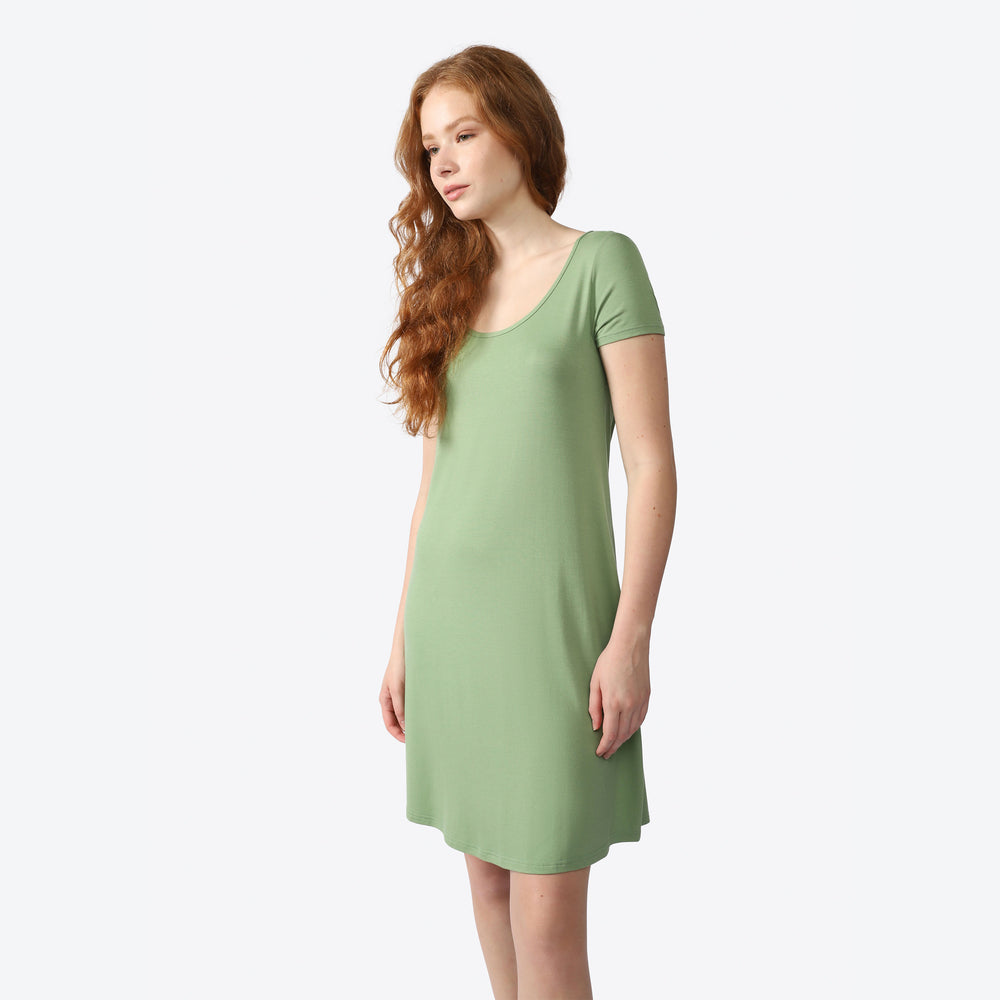 Vestido Curto Viscose Feminino - Verde Jade