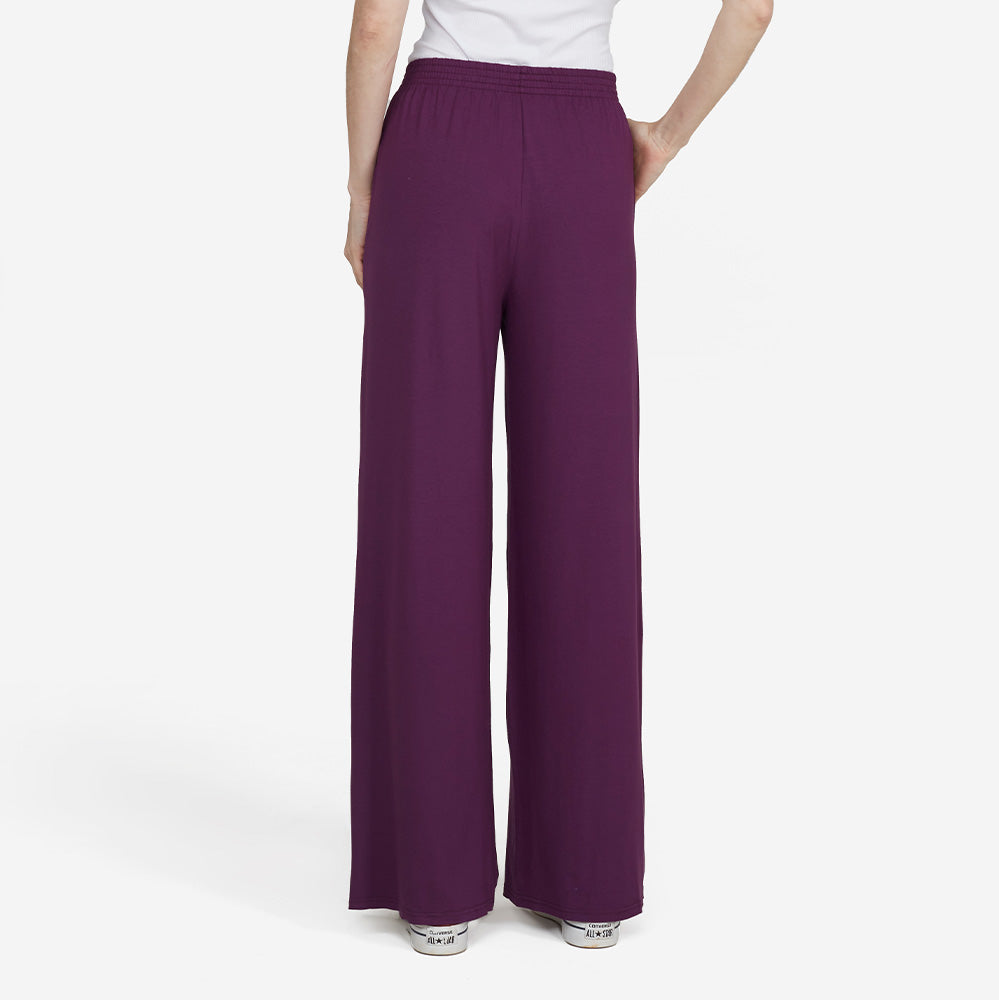 Calça Wide Viscose Feminina - Berinjela