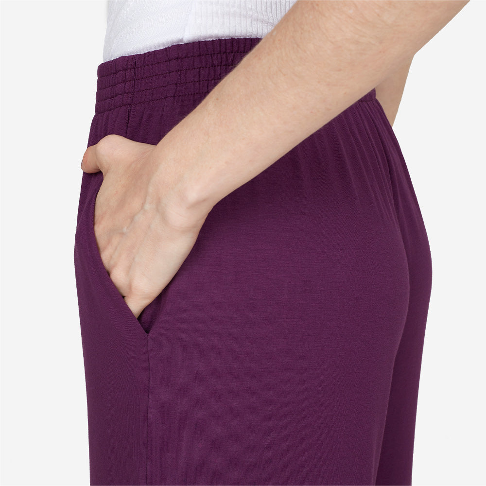 Calça Wide Viscose Feminina - Berinjela
