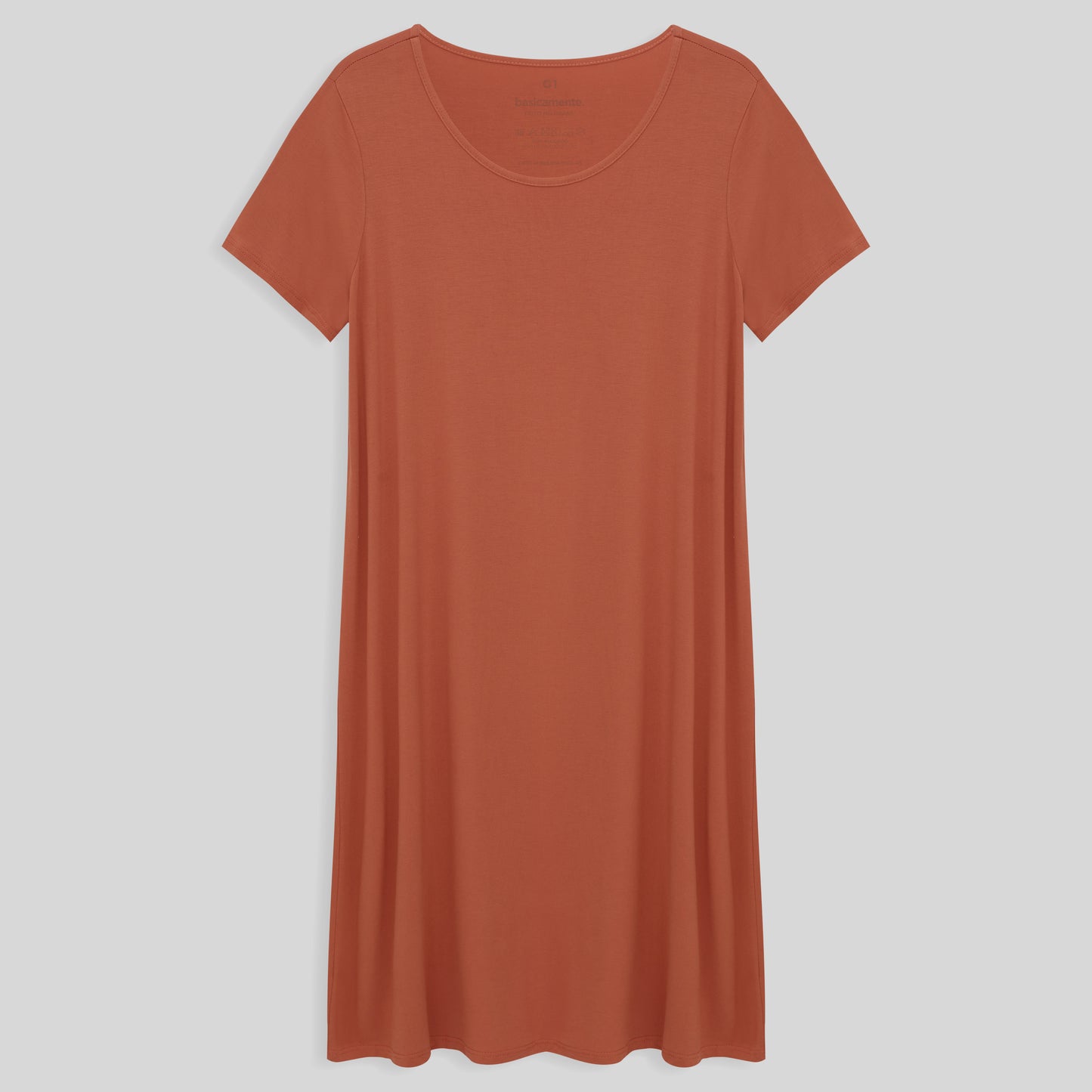 Vestido Curto Viscose Plus Feminino - Marrom Telha