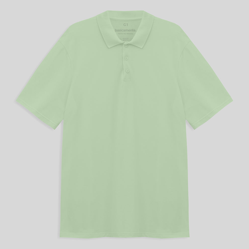 Camisa Polo Piquet Stretch Plus Masculina - Verde Menta
