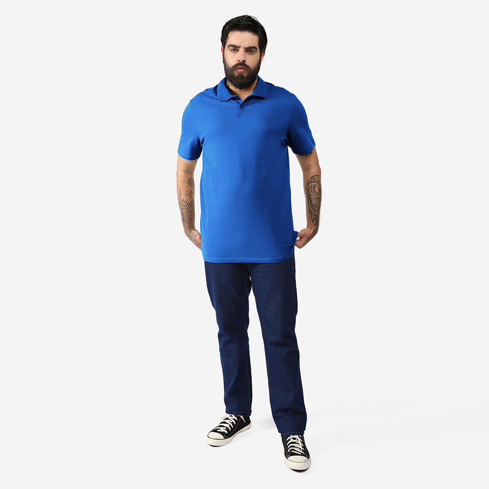 Camisa Polo Piquet Stretch Plus Masculina - Azul Classico