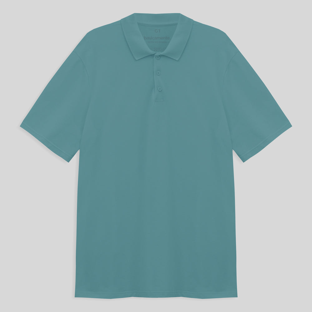 Camisa Polo Piquet Stretch Plus Masculina - Azul Turquesa