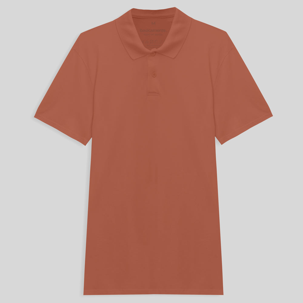 Camisa Polo Piquet Masculina - Marrom Telha