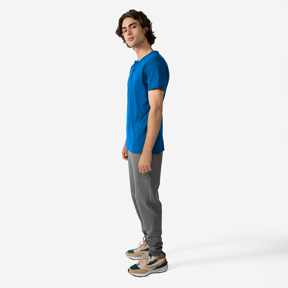 Camiseta Henley Algodão Premium Masculina - Azul Classico