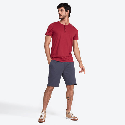 Camiseta Henley Algodão Premium Masculina - Marsala