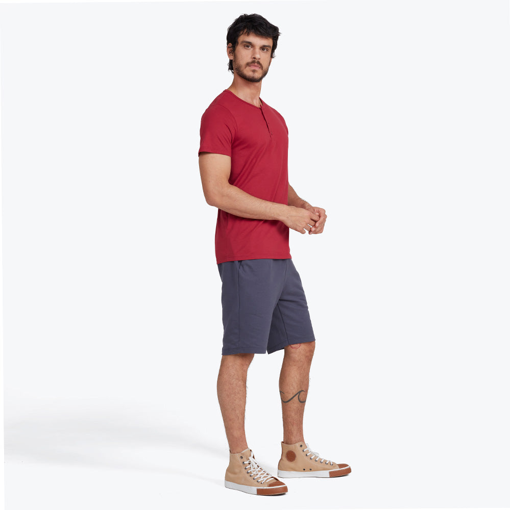 Camiseta Henley Algodão Premium Masculina - Marsala