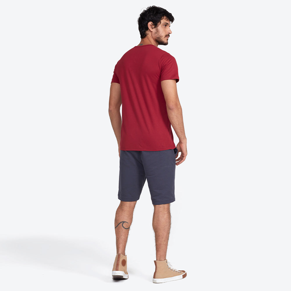 Camiseta Henley Algodão Premium Masculina - Marsala