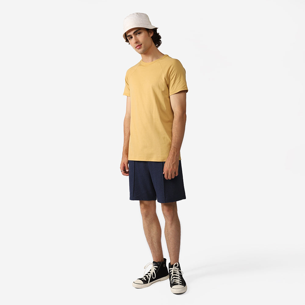 Camiseta Raglan Algodão Premium Masculina - Amarelo Mel
