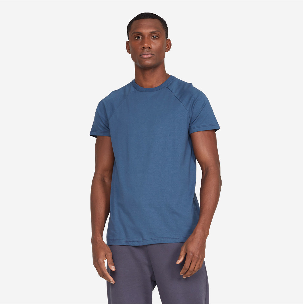 Camiseta Raglan Algodão Premium Masculina - Azul Indigo